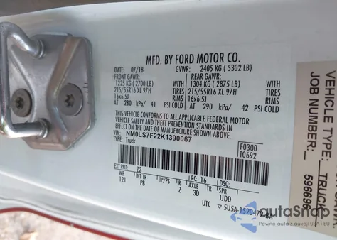 2019 Ford Transit Connect Xlt z USA, uszkodzony, nr VIN NM0LS7F22K1390067